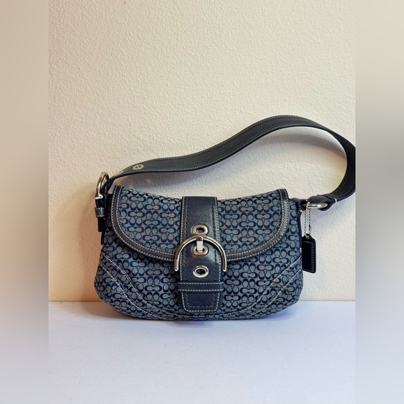 Coach Y2K Navy Blue Micro C Monogram SoHo Flap Shoulder Bag - Picture 1 of 15